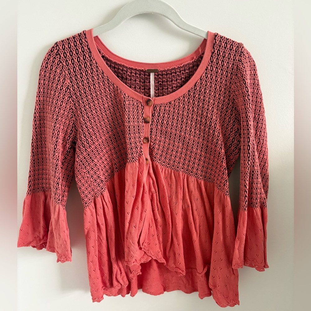 Free People Orange Crochet Blouse
